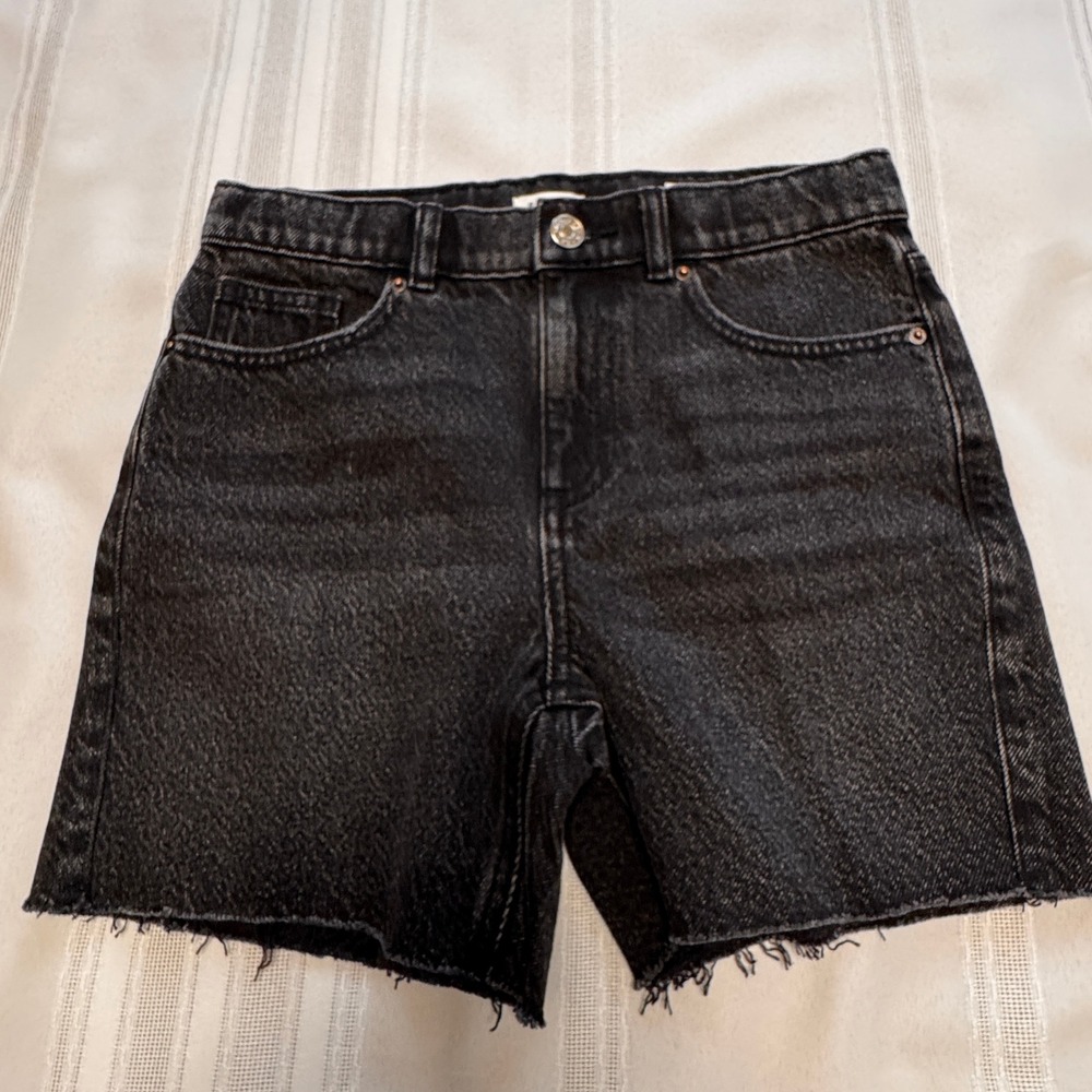 PacSun Kids Boys Girls Black Denim Cutoff Shorts Size 10 Adjustable Waist